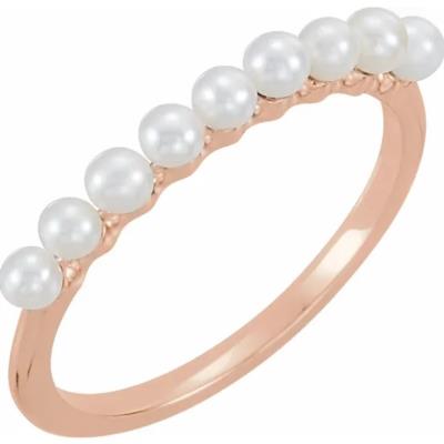 14K Rose Freshwater Cultured Pearl Stackable Ring