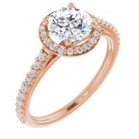 Ladies 14K Rose 6.5 mm Round Forever One⢠Moissanite & 1/4 CTW Diamond Engagement Ring