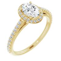 Ladies 14K Yellow Gold 7x5 mm Oval Forever One™ Moissanite & 1/4 CTW Diamond Engagement Ring