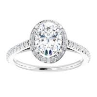 Ladies 14K Yellow Gold 6.5 mm Round Forever One⢠Moissanite & 1/10 CTW Diamond Engagement Ring