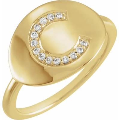 14K Yellow Initial C .08 CTW Diamond Ring