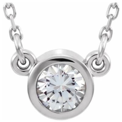 Sterling Silver 4 mm Stuller Moissanite Solitaire 18" Necklace