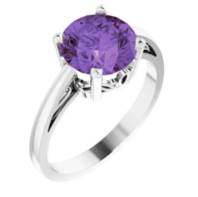 14K White Amethyst Ring