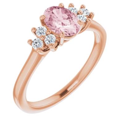 Ladies 14K Rose Morganite & 1/5 CTW Diamond Ring