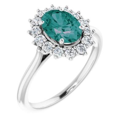 14K White Chatham® Created Alexandrite & 3/8 CTW Diamond Ring