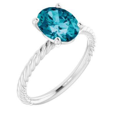 14K White London Blue Topaz Ring