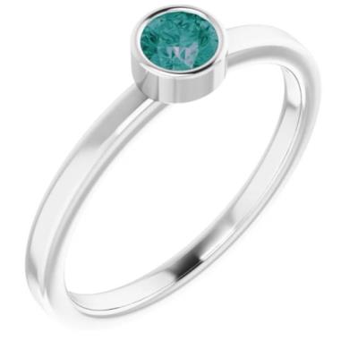 Ladies 14K White 4 mm Round Chatham® Lab-Created Alexandrite Ring