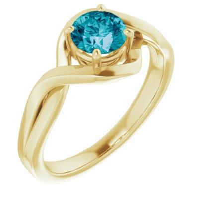 14K Yellow Gold London Blue Topaz Ring 