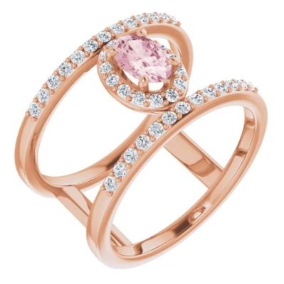 14K Rose Morganite & 1/3 CTW Diamond Ring 