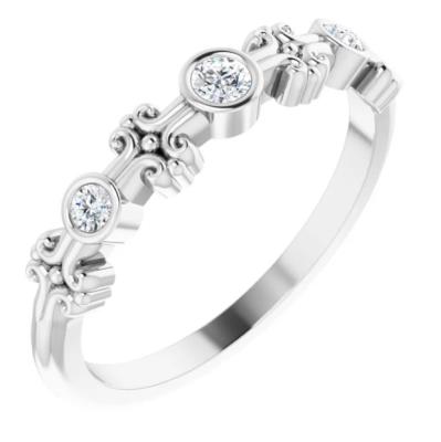 Ladies 14K White .10 CTW Diamond Bezel-Set Ring              