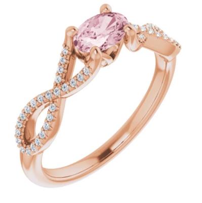 Ladies 14K Rose Morganite & 1/8 CTW Diamond Ring