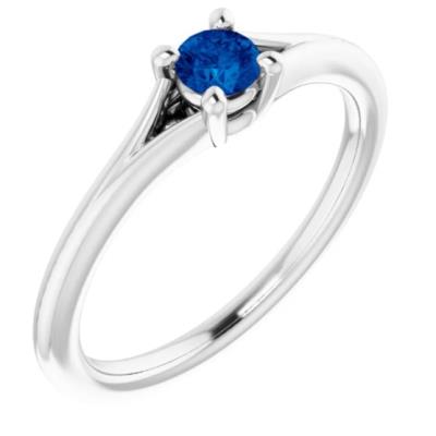 Baby/Youth 14K White Blue Sapphire Youth Solitaire Ring