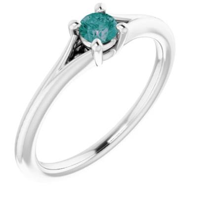 14K White Chatham® Lab-Created Alexandrite Youth Solitaire Ring
