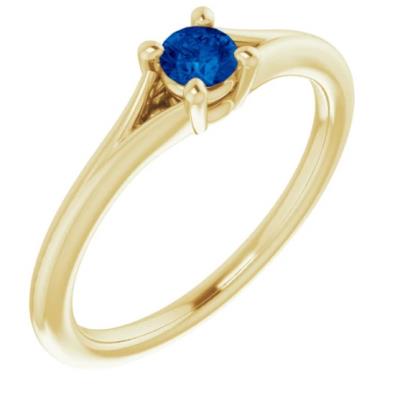 14K Yellow Gold Chatham® Lab-Created Blue Sapphire Youth Solitaire Ring