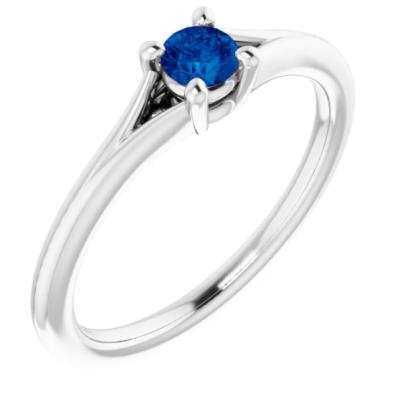 Sterling Silver Chatham® Lab-Created Blue Sapphire Youth Solitaire Ring