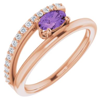Ladies 14K Rose Amethyst & 1/8 CTW Diamond Ring 