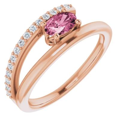 Ladies 14K Rose Tourmaline & 1/8 CTW Diamond Ring 