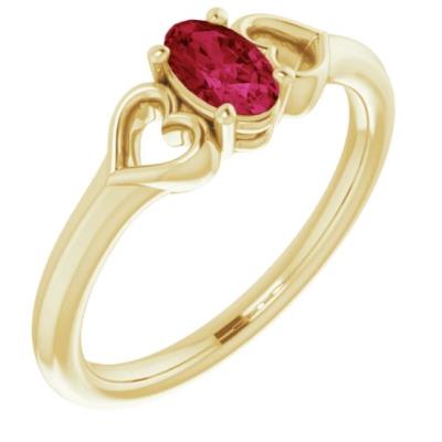 Baby/Youth 14K Yellow Gold Chatham® Lab-Created Ruby Youth Heart Ring      