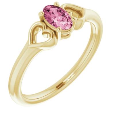 Baby/Youth 14K Yellow Gold 5x3 mm Oval Tourmaline Youth Heart Ring