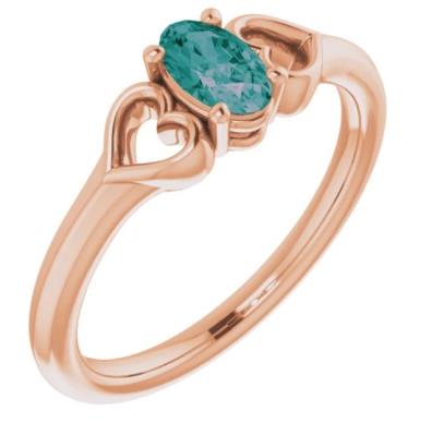 Baby/Youth 14K Rose Chatham® Lab-Created Alexandrite Youth Heart Ring  