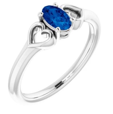 Baby/Youth Sterling Silver Chatham® Lab-Created Sapphire Youth Heart Ring    