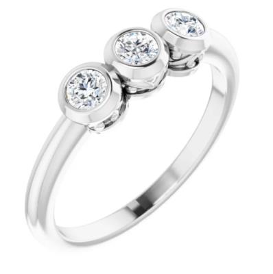 Ladies 14K White 1/3 CTW Diamond Three-Stone Bezel-Set Ring                 