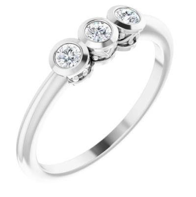 Ladies 14K White 1/5 CTW Diamond Three-Stone Bezel-Set Ring     