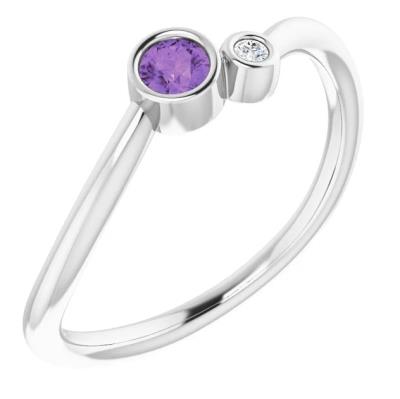 Ladies 14K White Amethyst & .02 CTW Diamond Two-Stone Ring  