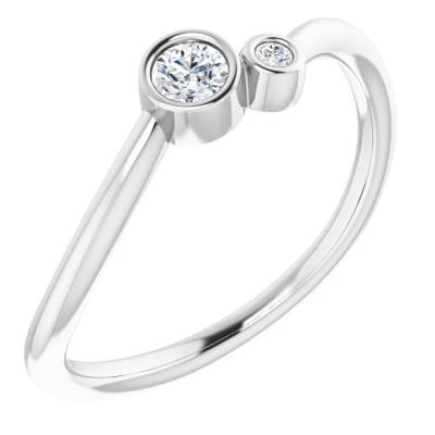 Ladies 14K White 1/8 CTW Diamond Two-Stone Ring