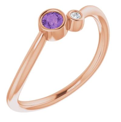 Ladies 14K Rose Amethyst & .02 CTW Diamond Two-Stone Ring  