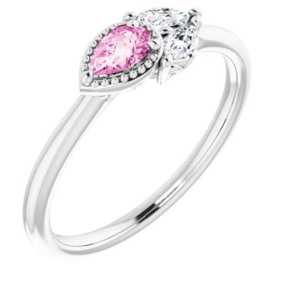 Ladies 14K Rose Pink Sapphire & 1/8 CTW Diamond Ring 