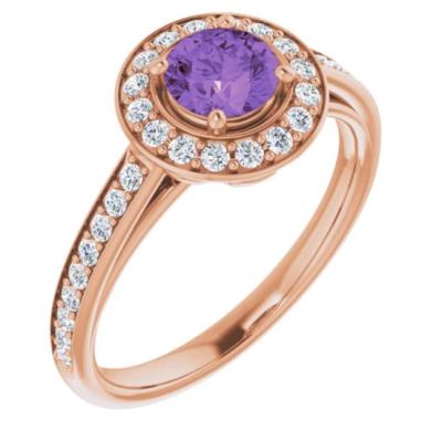 Ladies 14K Rose Amethyst & 1/3 CTW Diamond Ring  