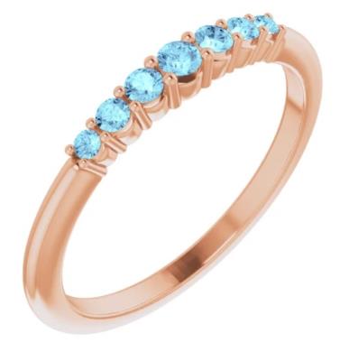 Ladies 14K Rose Aquamarine Stackable Ring  