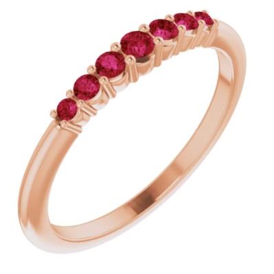 Ladies 14K Rose Ruby Stackable Ring    