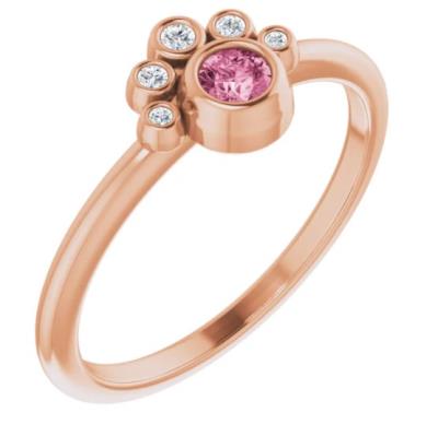 Ladies 14K Rose Pink Tourmaline & .04 CTW Diamond Ring              