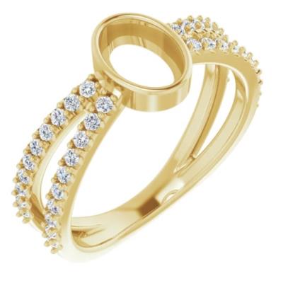 14K Yellow 7x5 mm Oval 3/8 CTW Diamond Semi-Set Cabochon Ring