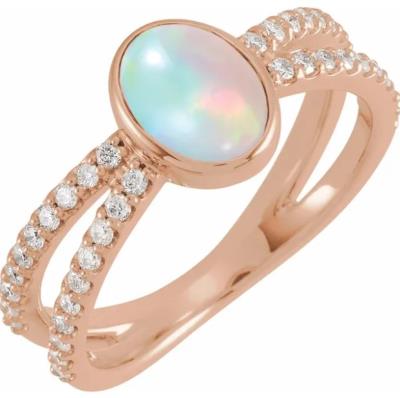 14K Rose Ethiopian Opal & 3/8 CTW Diamond Ring