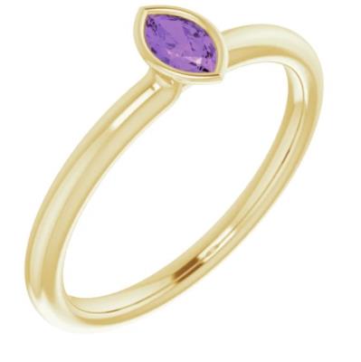 14K Yellow Amethyst Stackable Ring