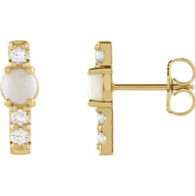 14K Yellow Ethiopian Opal & 1/5 CTW Diamond Bar Earrings