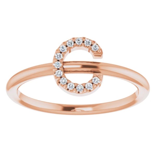 Ladies 14K Rose .05 CTW Diamond Initial C Ring