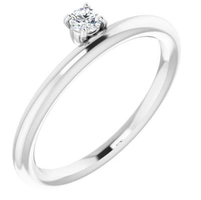 Ladies 14K White 1/10 CT Lab-Grown Diamond Stackable Ring 