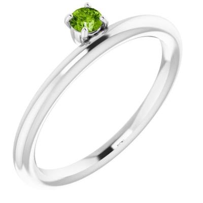 Ladies 14K White Peridot Stackable Ring 