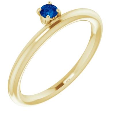 Ladies 14K Yellow Gold Blue Sapphire Stackable Ring 