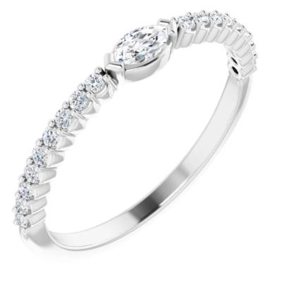14K White 1/4 CTW Diamond Stackable Ring