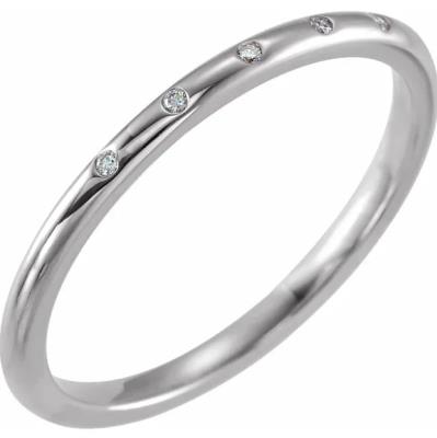 14K White .02 CTW Diamond Stackable Ring Size 7