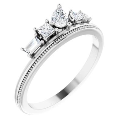 14K white 3/8 CTW Diamond Stackable Ring