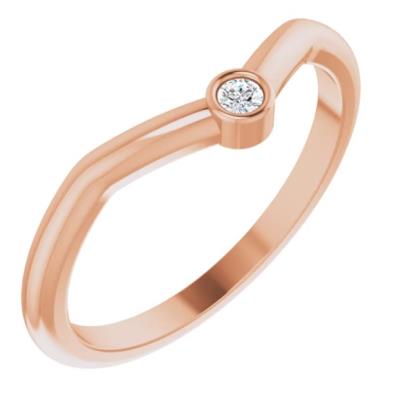 14K Rose .03 CT Diamond Stackable Ring