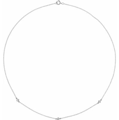 14K White 1/6 CTW Diamond 3-Station 18" Necklace