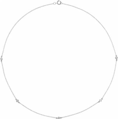 14K White 1/4 CTW Diamond 5-Station 16" Necklace