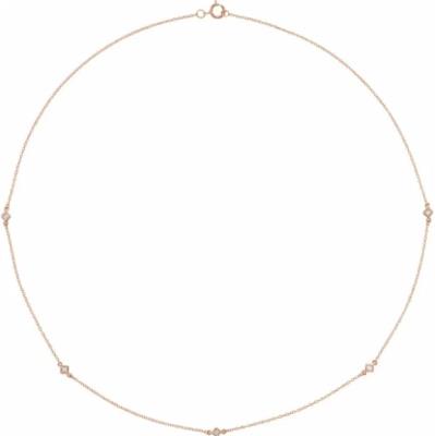14K Rose 1/4 CTW Diamond 5-Station 16" Necklace